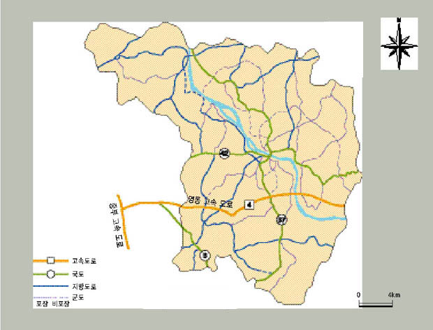 그림 5. 여주의 도로망 분포 이미지