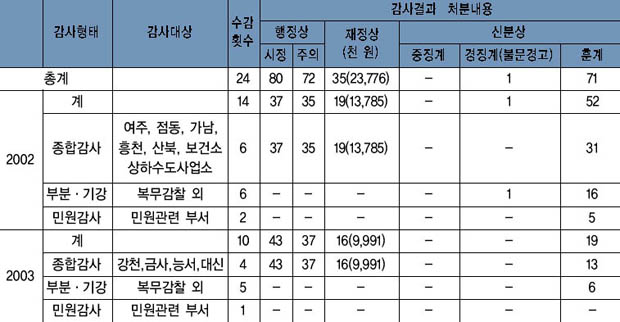 자체감사 실시 현황 이미지